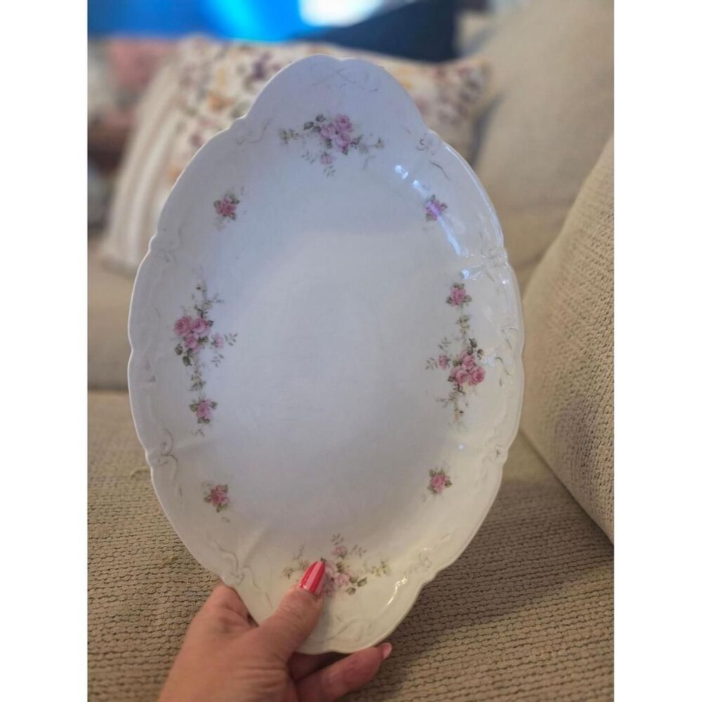 Unbranded White and Pink Dinnerware